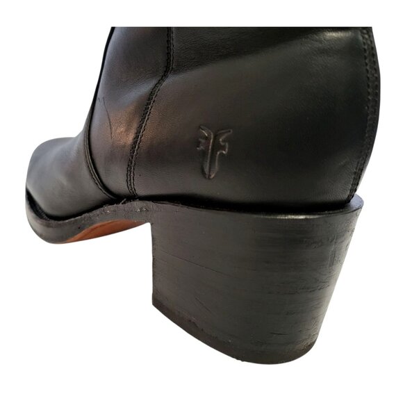 FRYE Campus Short Boot Black Leather Western Cowgirl Moto - Picture 6 of 10